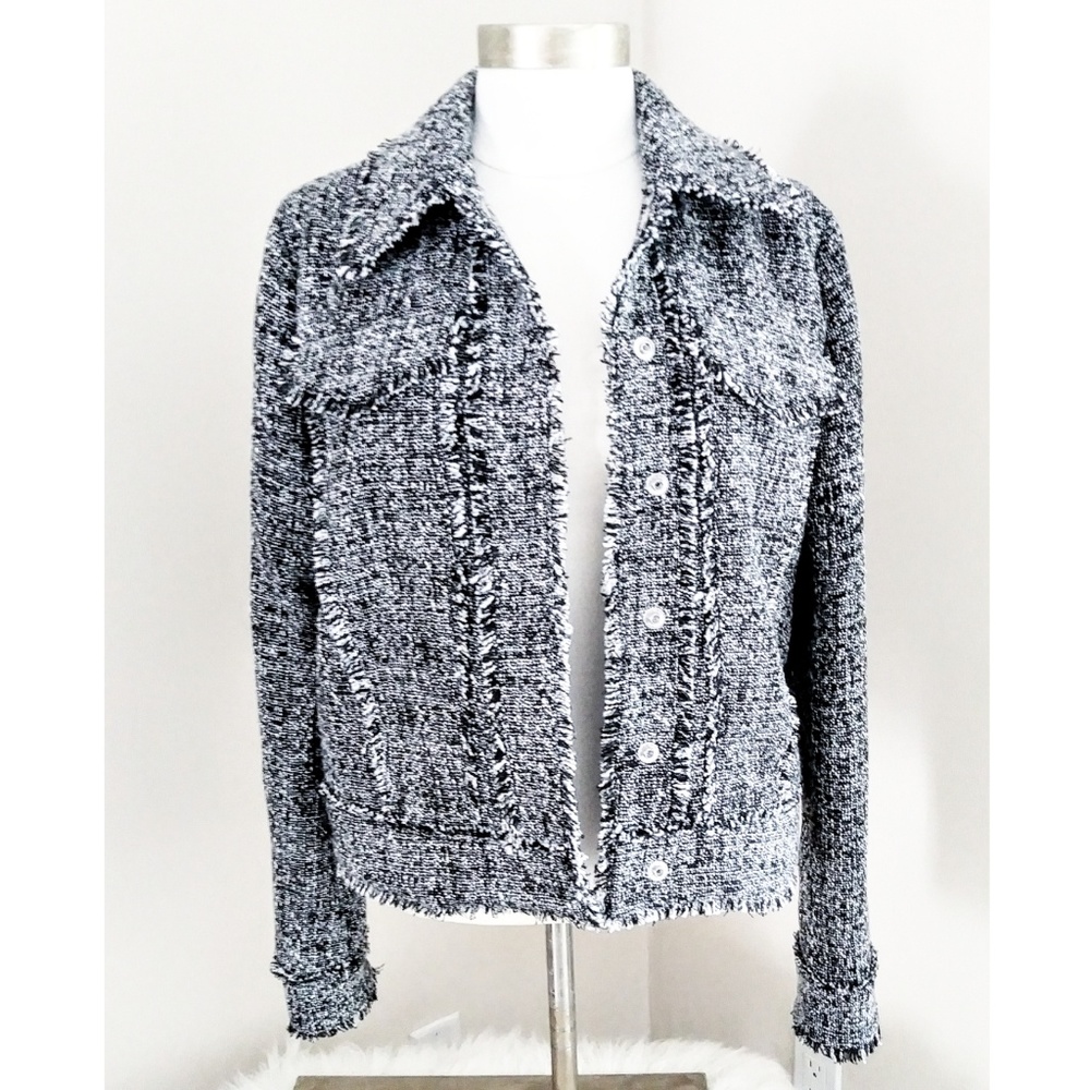 Micheal Micheal Kors Tweed Frayed Jacket